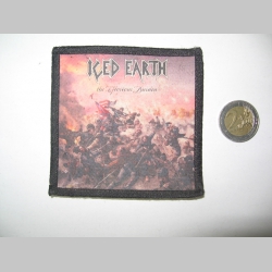 Iced Earth ofsetová nášivka po krajoch obšívaná  cca. 9x9cm